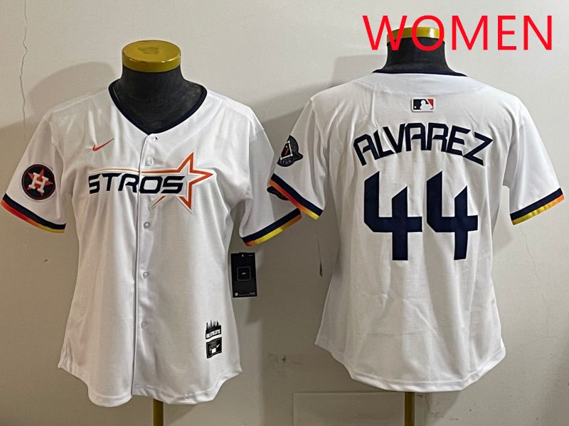 Women Houston Astros #44 Alvarez White three generations Joint Name Nike 2025 MLB Jersey style 10->women mlb jersey->Women Jersey